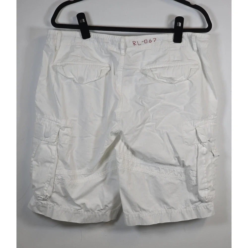 Polo Ralph Lauren Mens 36 Cargo Shorts White Cotton Multi Pocket Outdoor Utility